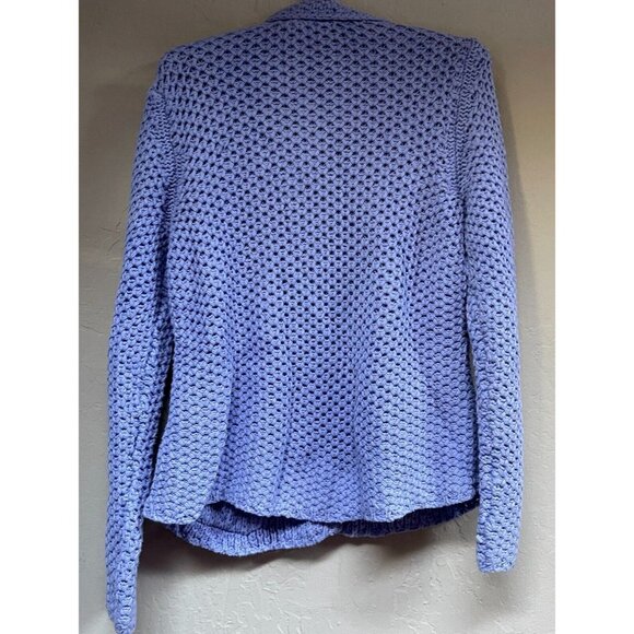 J. Jill Womens Open Knit Cardigan Sweater Small Pockets Lavender Button-Front - Picture 2 of 9